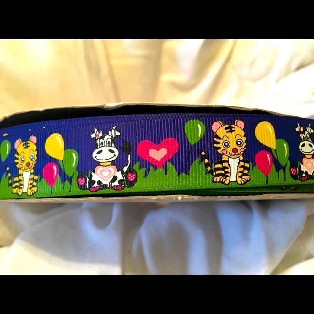 Grosgrain Ribbon 7/8” 5 yards 5/$20 Zoo party balloons cow dog birthday hearts